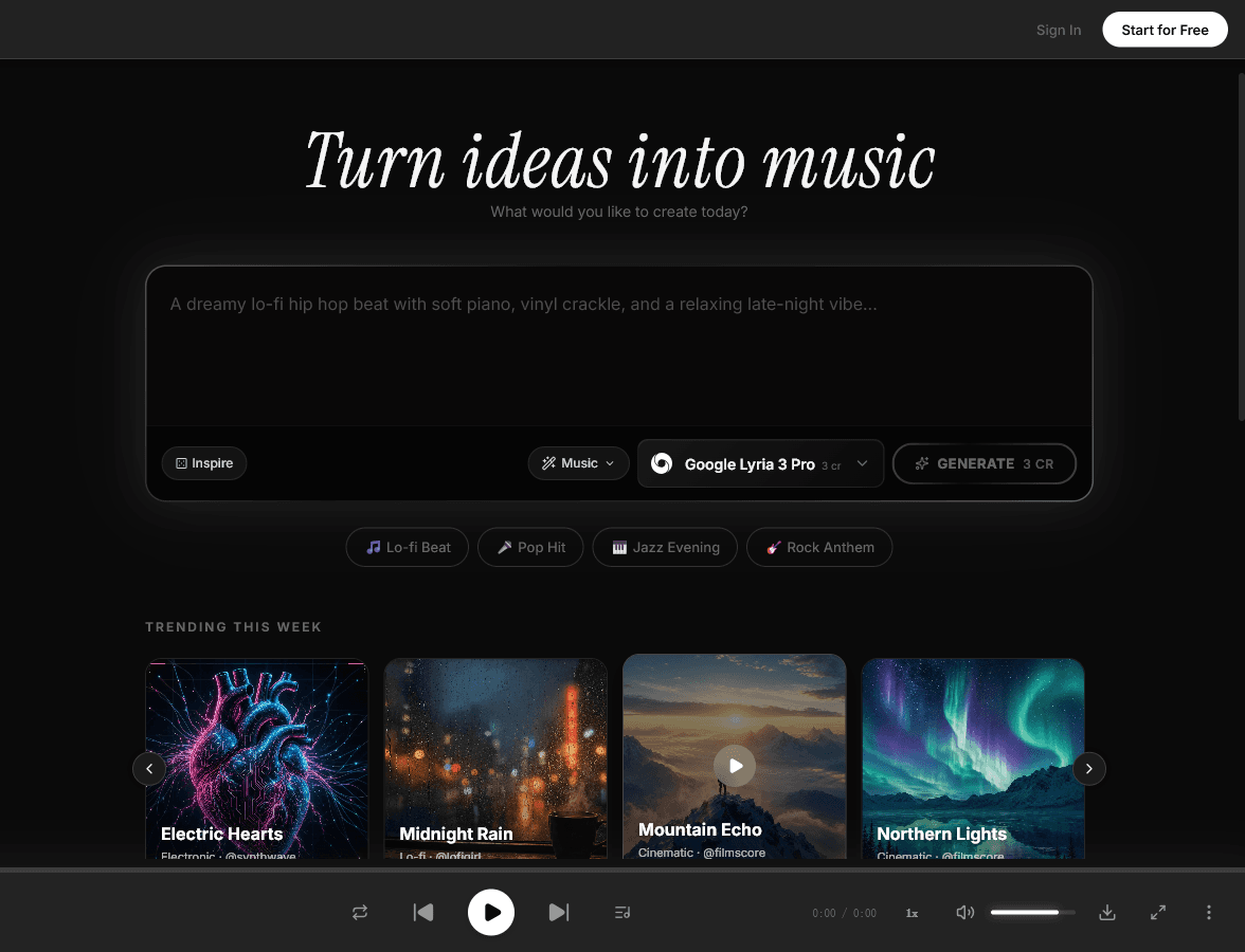 MeloLab interface with Google Lyria 3 Pro selected