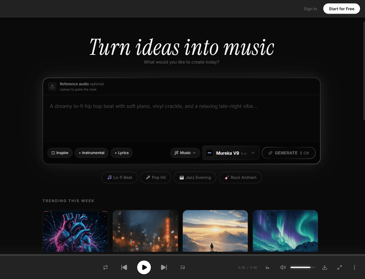 MeloLab interface with Mureka V9 selected